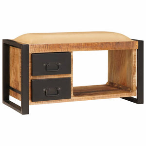 Sitzbank Braun mit Stauraum Mango Massivholz 80cm