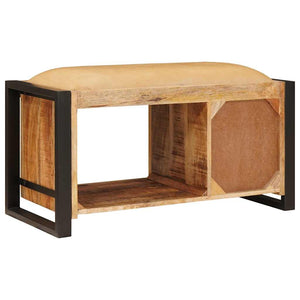 Sitzbank Braun mit Stauraum Mango Massivholz 80cm