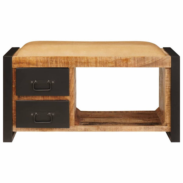 Sitzbank Braun mit Stauraum Mango Massivholz 80cm