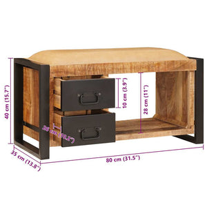 Sitzbank Braun mit Stauraum Mango Massivholz 80cm