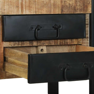 Beistelltisch Braun mit Regal Mango Massivholz