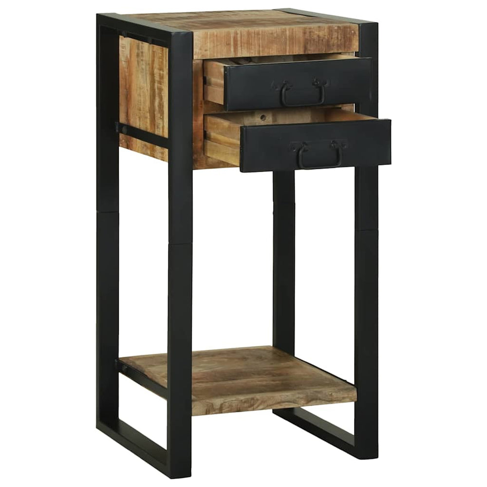 Beistelltisch Braun mit Regal Mango Massivholz