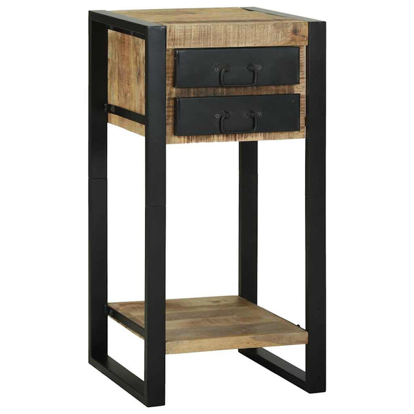Beistelltisch Braun mit Regal Mango Massivholz