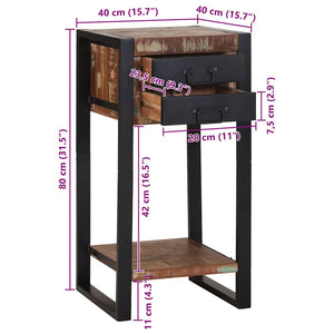 Beistelltisch mit Regal aus Massivholz