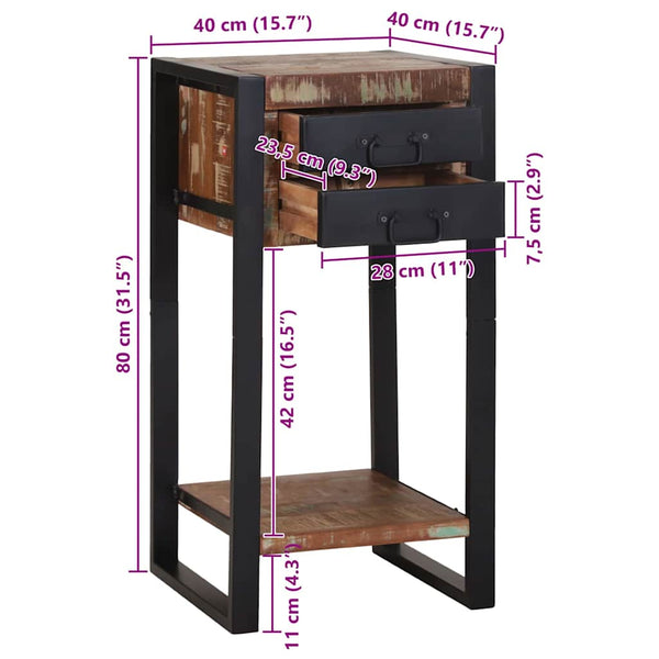 Beistelltisch mit Regal aus Massivholz