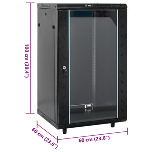 18U Netzwerkschrank 19" Schwarz 60x60x100cm