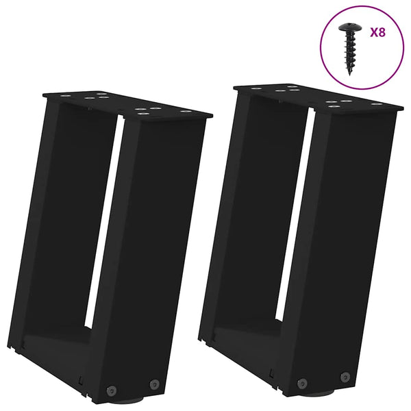 U-Form Couchtischbeine, 30cm, Schwarz, 2er-Set