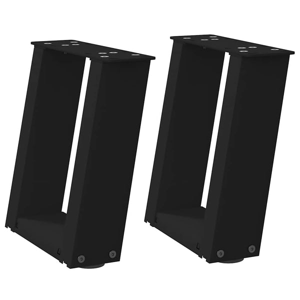 U-Form Couchtischbeine, 30cm, Schwarz, 2er-Set