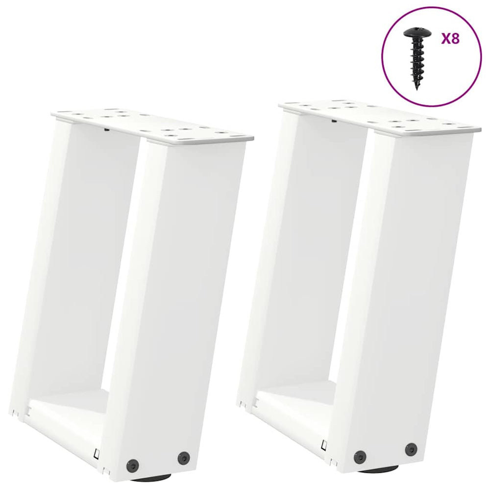 U-Form Couchtischbeine, 30 cm, Weiß, 2er-Set