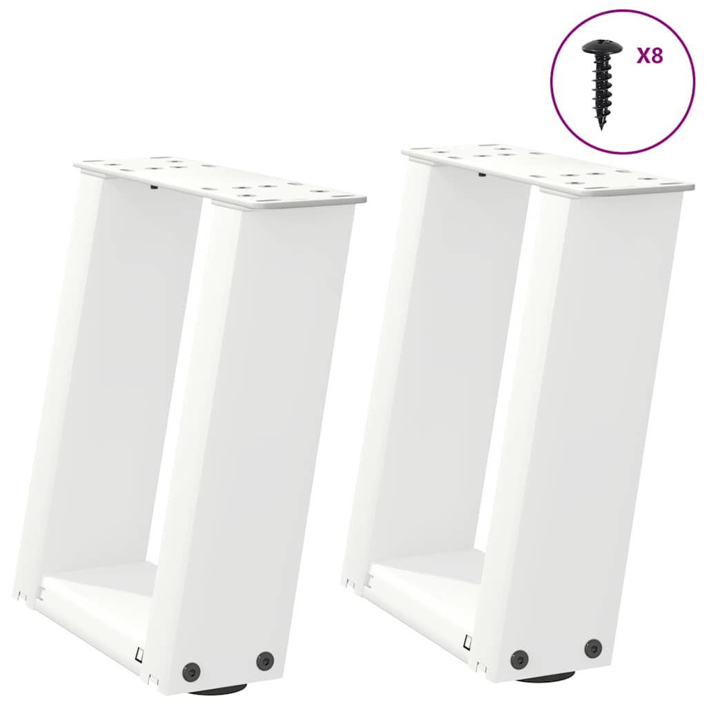 U-Form Couchtischbeine, 30 cm, Weiß, 2er-Set
