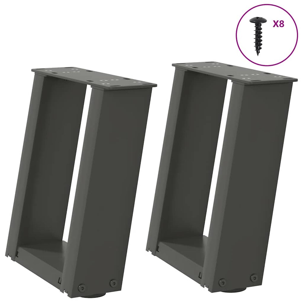 U-Form Couchtischbeine, Anthrazit, 30cm, 2er-Set