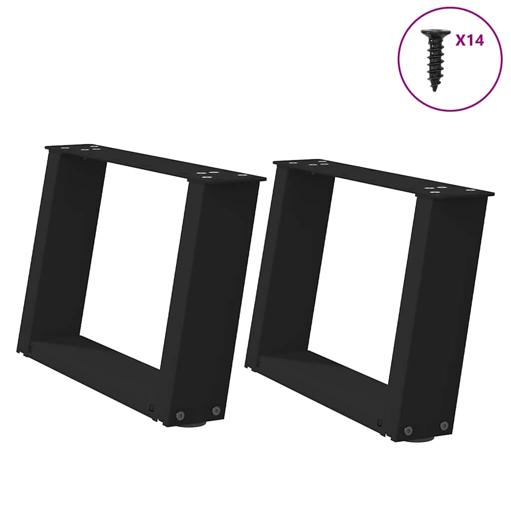 U-Form Couchtischbeine, Stahl Schwarz, 2er Set