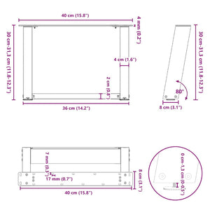 Couchtischbeine U-Form, Weiß, 2er Set