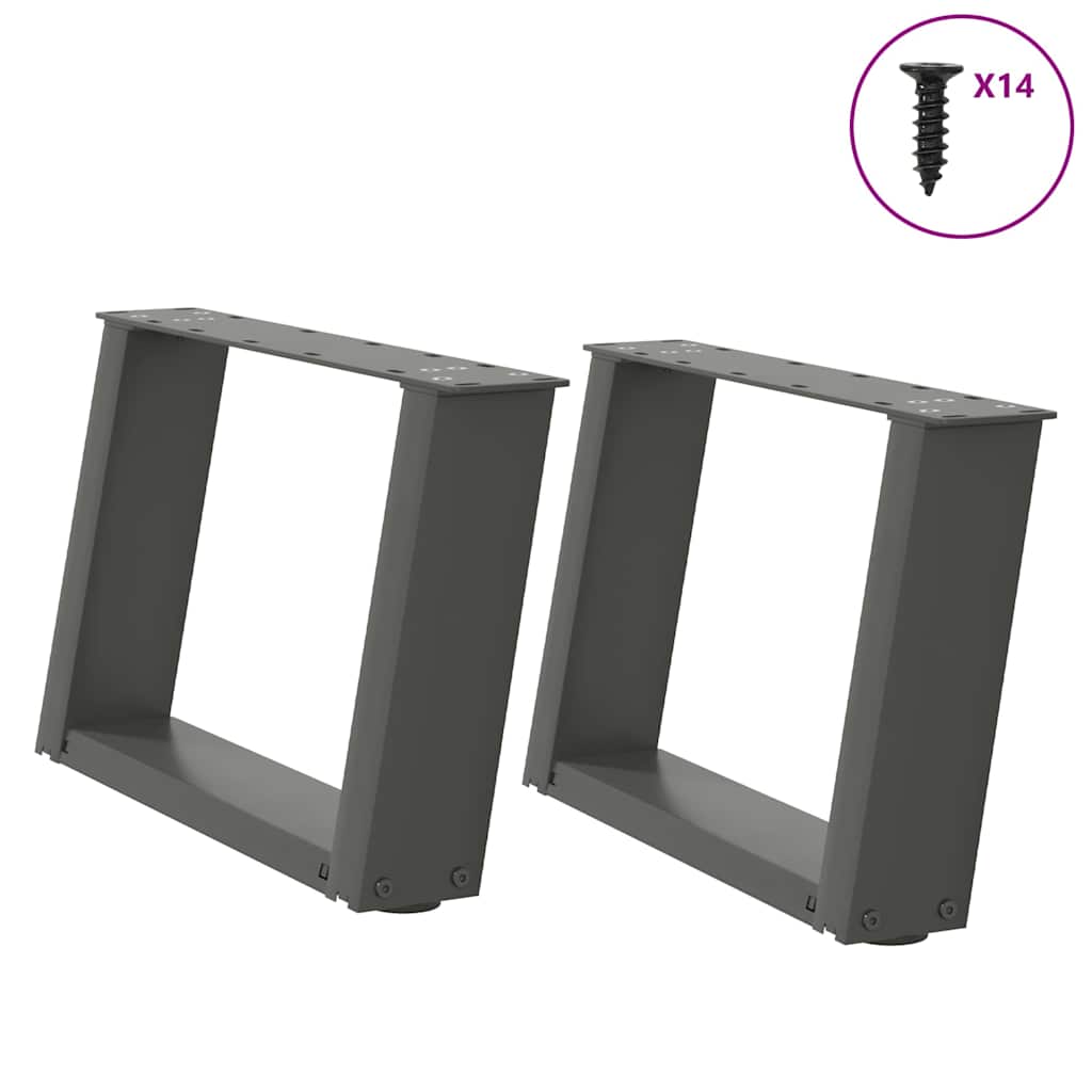 U-Form Couchtischbeine, 2er Set Anthrazit