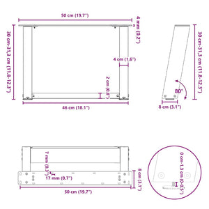 Couchtischbeine U-Form Weiß, 2er Set