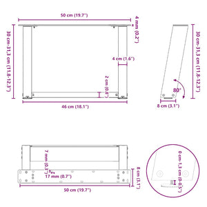 U-Form Couchtischbeine Anthrazit, 2er Set