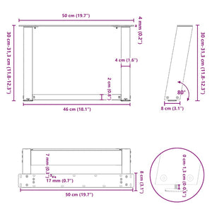 Couchtischbeine U-Form Stahl Natur 2er Set