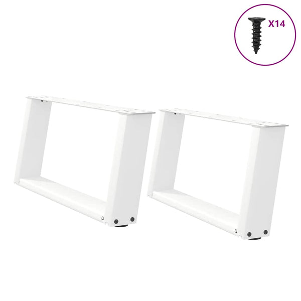 Couchtischbeine U-Form Weiß, 2er Set