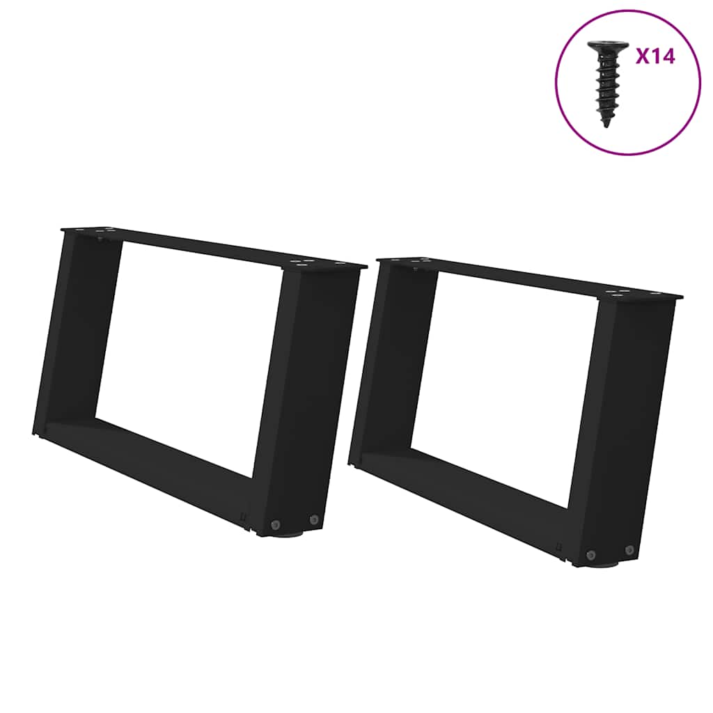 U-Form Couchtischbeine, Schwarz, 70cm, 2er Set