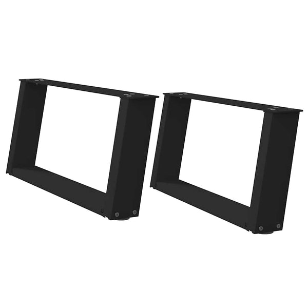 U-Form Couchtischbeine, Schwarz, 70cm, 2er Set