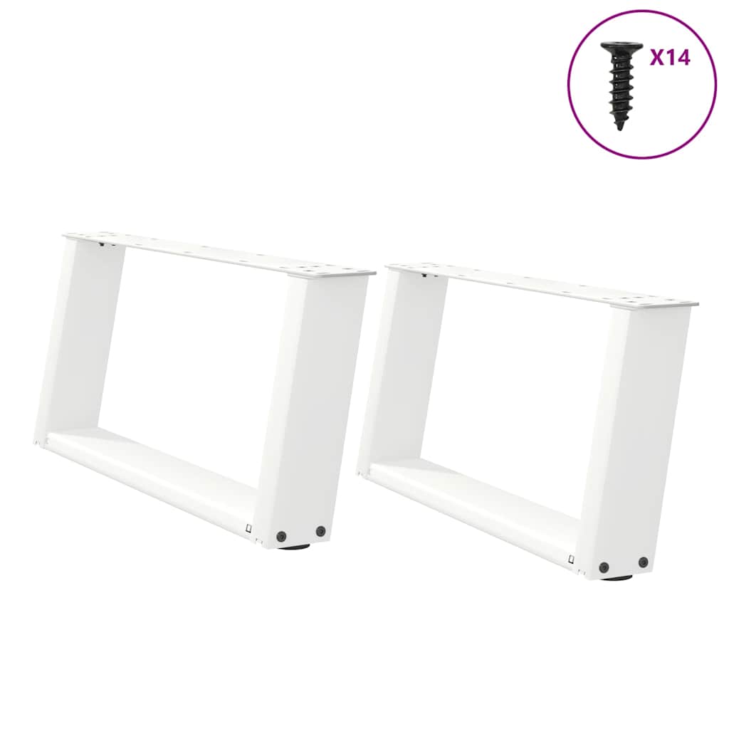 Weiße U-Form Couchtischbeine, 70 cm, 2er Set