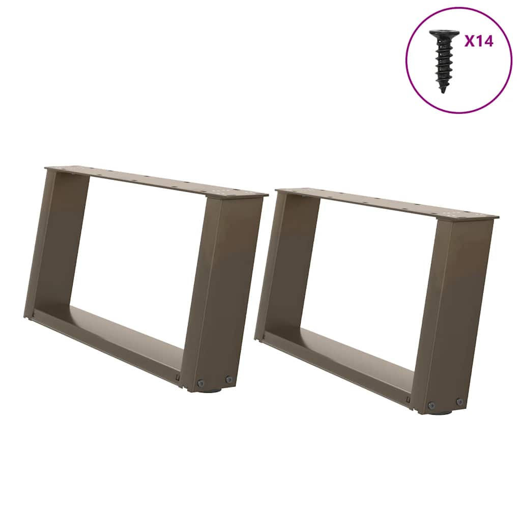 Couchtischbeine U-Form, Naturstahl, 70 cm, 2er-Set
