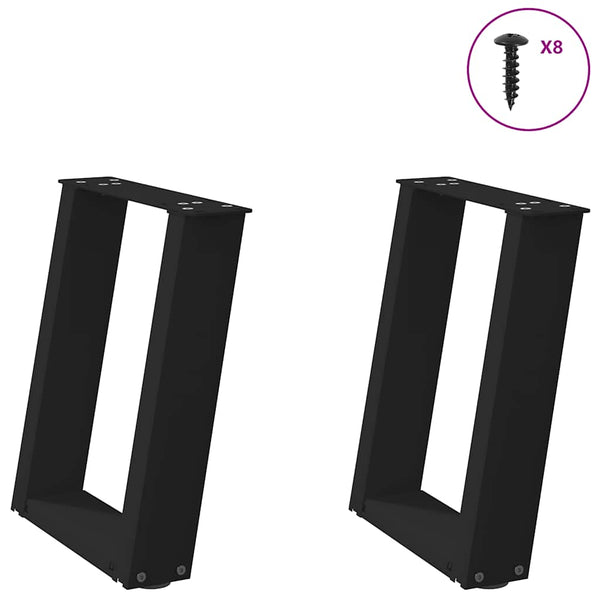 U-Form Couchtischbeine Schwarz, 2er Set