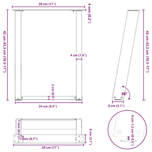 Weiße U-Form Couchtischbeine, 2er-Set