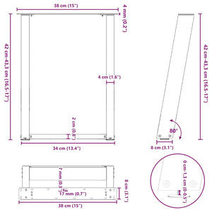 U-Form Couchtischbeine, 2er Set, Schwarz