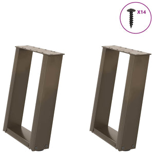U-Form Couchtischbeine, 2er Set, Naturstahl