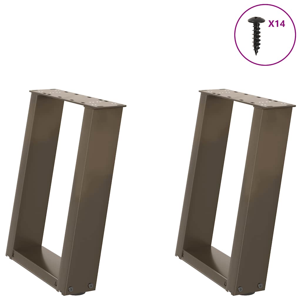 U-Form Couchtischbeine, 2er Set, Naturstahl