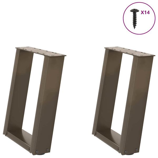 U-Form Couchtischbeine, 2er Set, Naturstahl