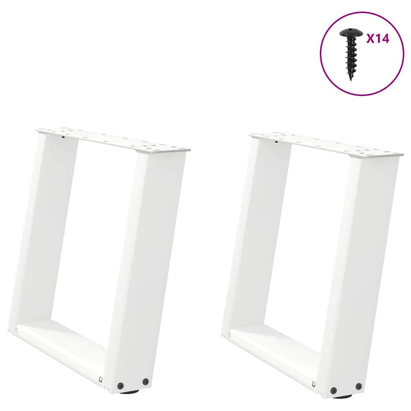 Couchtischbeine U-Form Weiß, 2er Set
