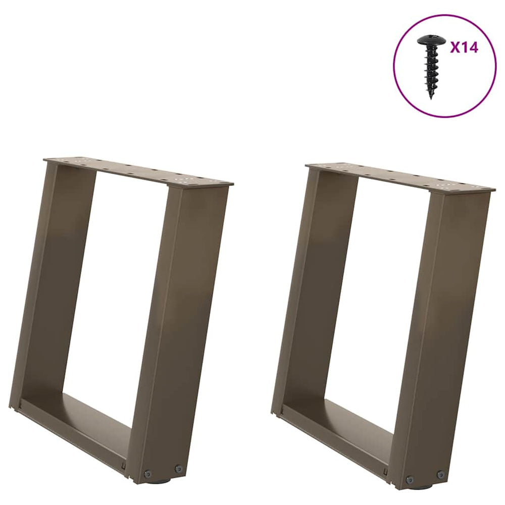 U-Form Couchtischbeine, 2er Set, Naturstahl