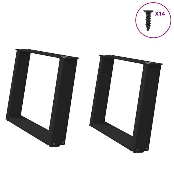 U-Form Couchtischbeine Schwarz, 2er-Set