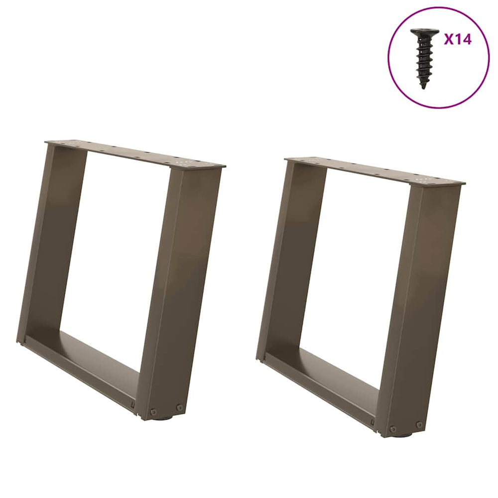 U-Form Couchtischbeine, 60 cm, Stahl Natur