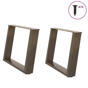 vidaXL Pieds de table basse en U 2 pcs Acier brut 60x(42-43) cm Acier