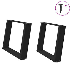 Couchtischbeine U-Form Schwarz, 70cm, 2er Set
