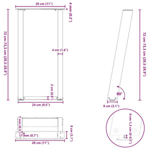 U-Form Konsolentischbeine, Weiß, 2er Set