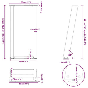 U-Form Konsolentischbeine, Anthrazit, 2er Set