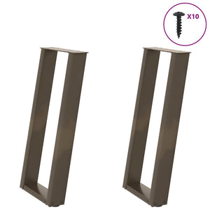 U-Form Konsolentischbeine, Stahl Natur, 2er Set