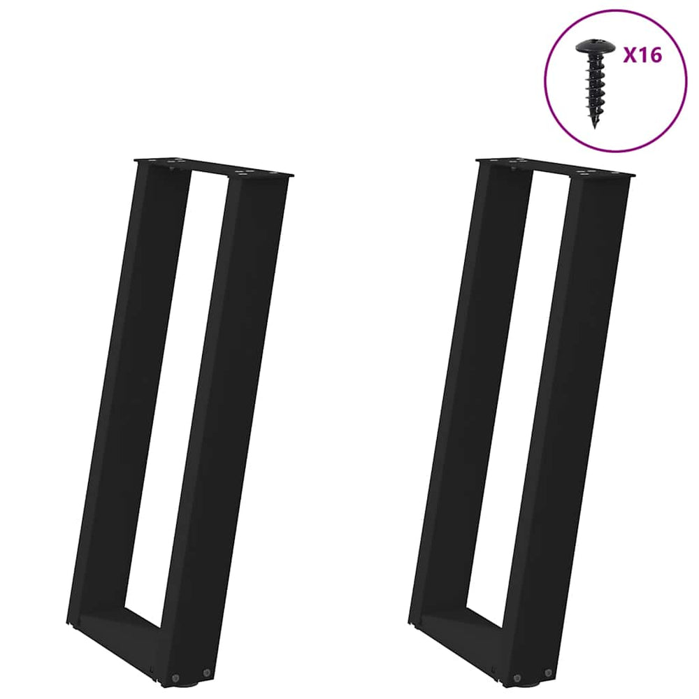 U-Form Konsolentischbeine, Schwarz, 2er Set