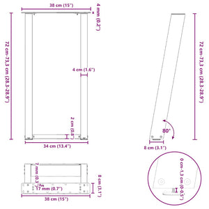 U-Form Konsolentischbeine, Schwarz, 2er Set