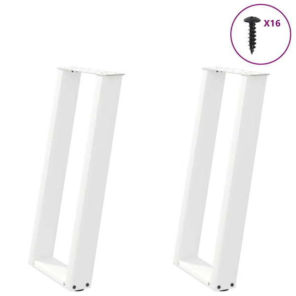 U-Form Konsolentischbeine, 38x72 cm, Weiß, 2er-Set