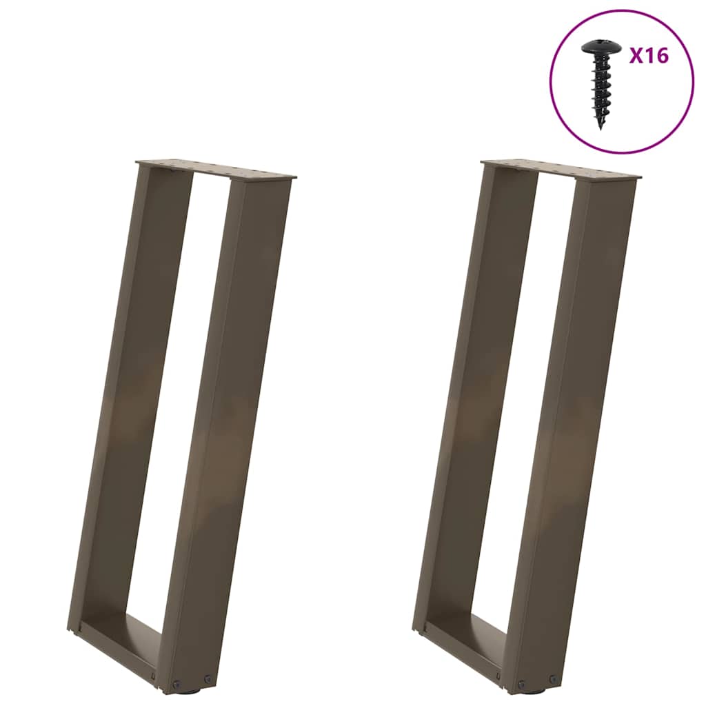 vidaXL Pieds de table console en U 2 pcs Acier brut 38x(72-73) cm Acier