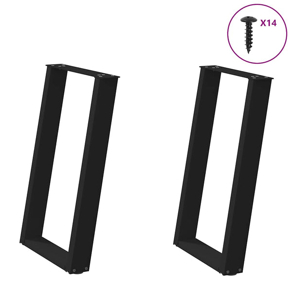 Schwarze U-Form Esstischbeine, 50x72 cm, 2er-Set