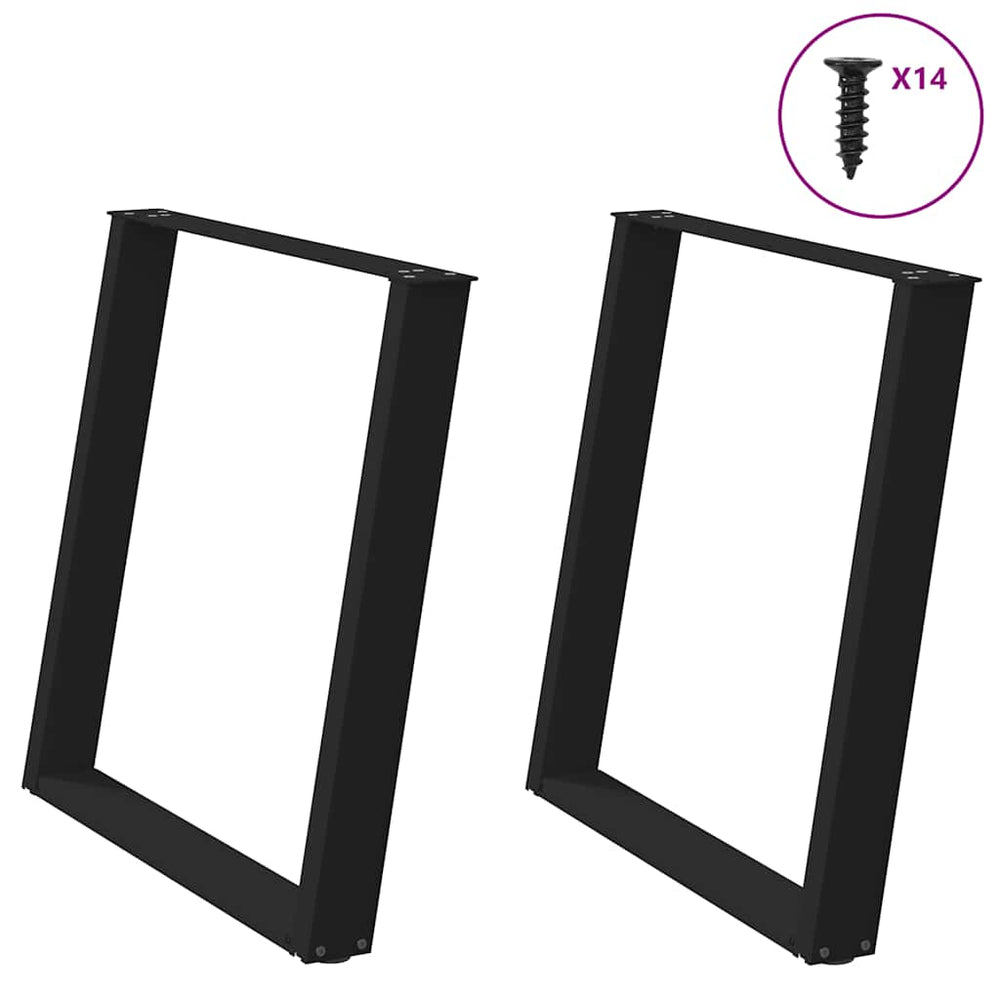U-Form Esstischbeine, 70x72 cm, Schwarz, Stahl, 2er-Set