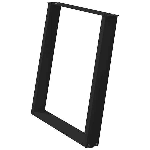 U-Form Esstischbeine, 70x72 cm, Schwarz, Stahl, 2er-Set