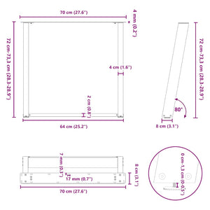 Esstischbeine U-Form Weiß, 2er Set