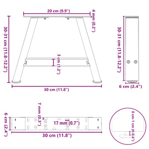 Couchtischbeine A-Form, 2er Set, Schwarz